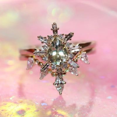 Alice Seafoam 18KT Ring Set with Moissanite - Rings - 2