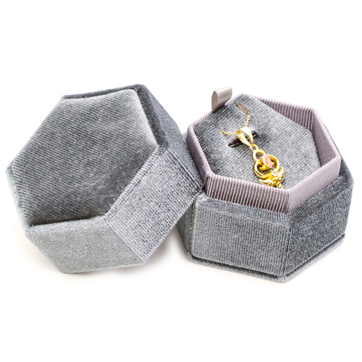 Premium Hexagonal Velvet Necklace Box Large