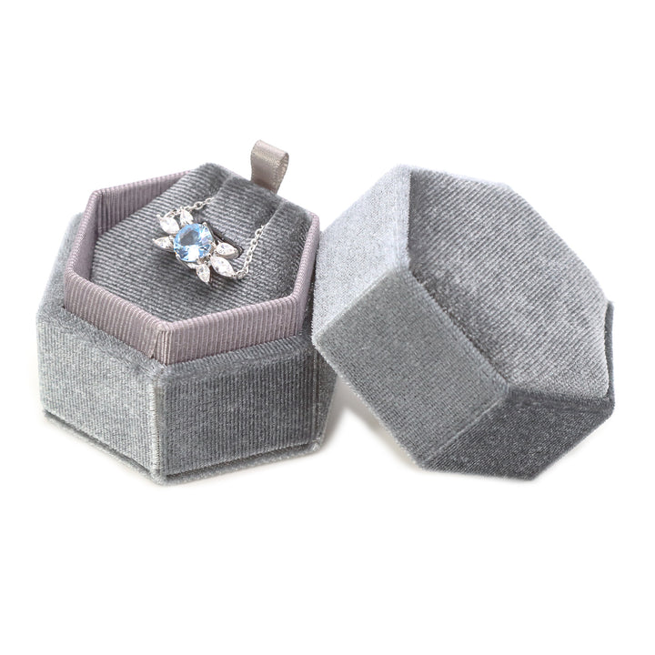 Premium Hexagonal Velvet Necklace Box Large