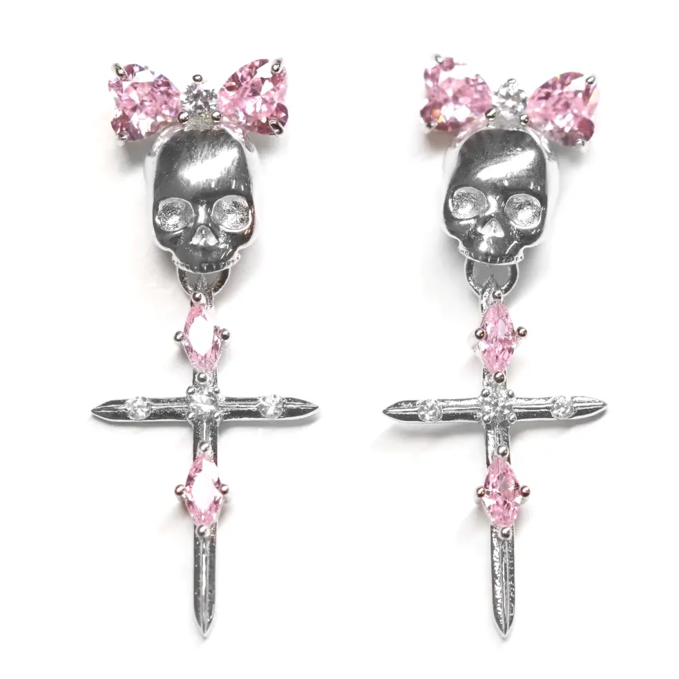 Pink Skull Earrings - Earrings - 1