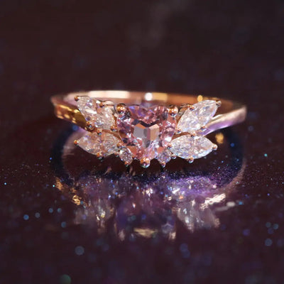 Princess Serenity 14KT Ring with Moissanite - Rose Gold - 6 - 2
